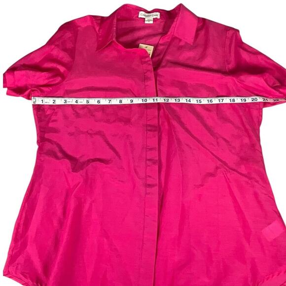Coldwater Creek Silk Blend Short Sleeve Button Down Blouse Pink Large/14 NWT - Picture 7 of 13